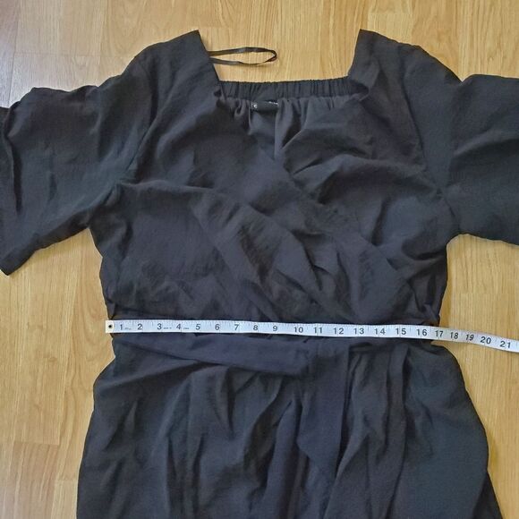 City Chic | Faux Wrap Layered Sleeve Dress - size 16 in Black - Picture 9 of 13